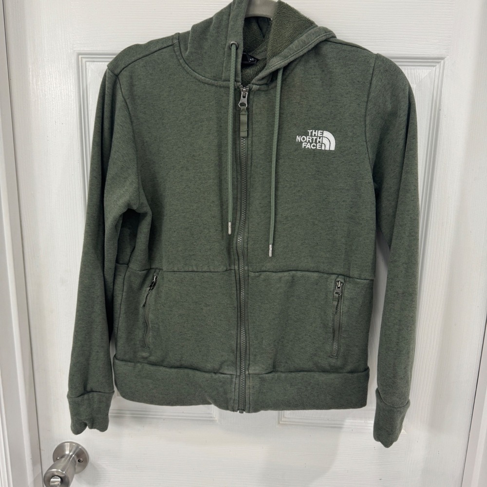The North Face Womens Green Full Zip Fleece Lined Hoodie Jacket Size S